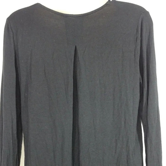 Pink Rose Top Stretch Jersey Knit Women Size M Black Long Sleeve - Picture 4 of 5